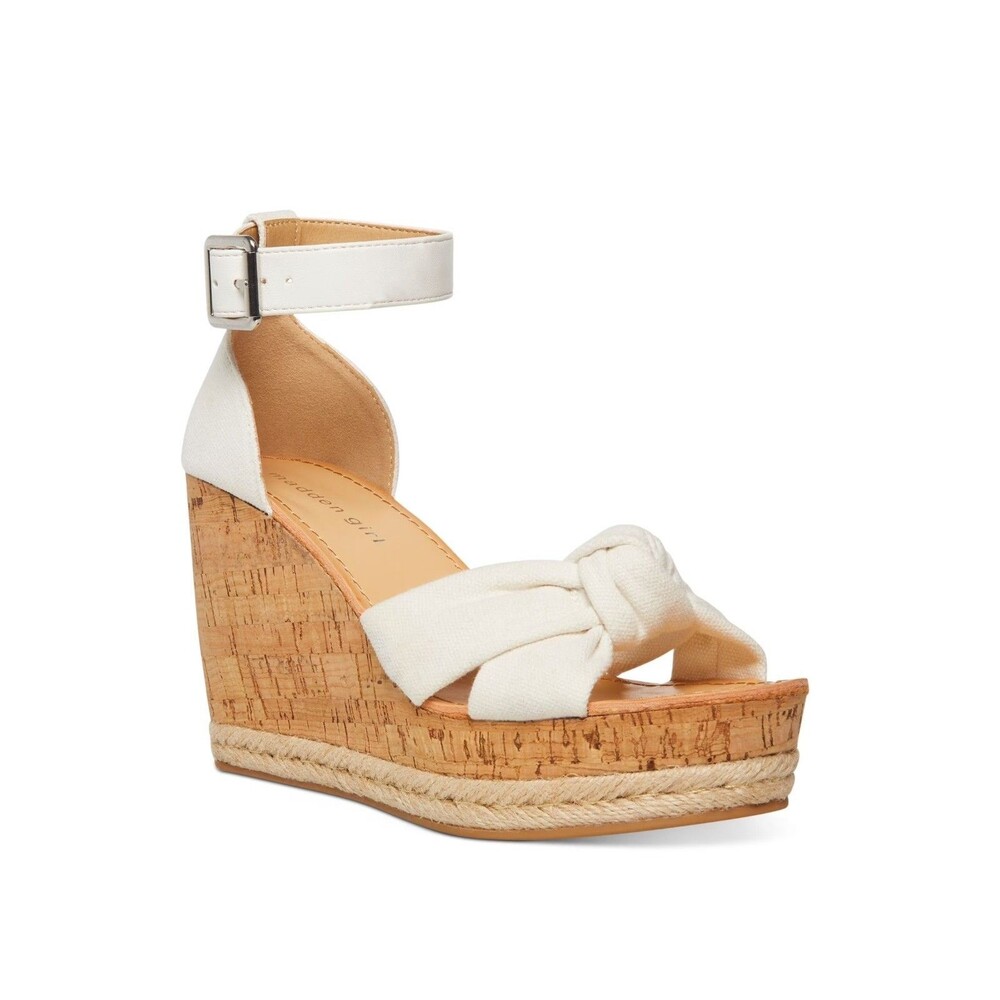 Madden Girl Womens 7.5 M White Multi Collete Wedge Sandals DISPLAY LV5
